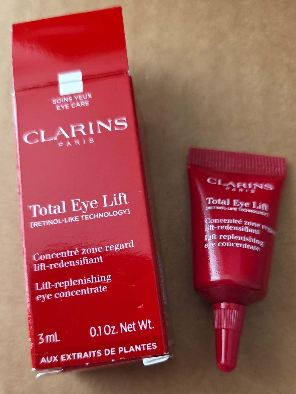 Clarins Total Eye Lift Replenishing Eye Concentrate Travel Mini 3 mI/0. 1 oz NIB
